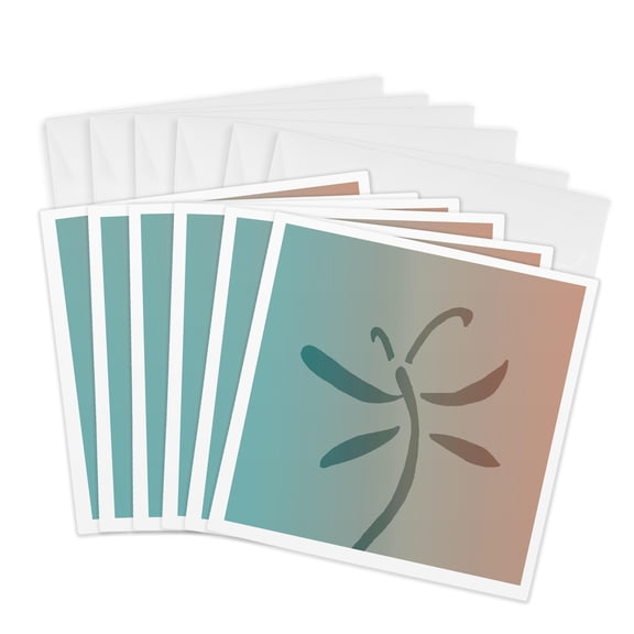 3drose, Abstract Teal Dragonfly, 6 Greeting Cards with Envelopes