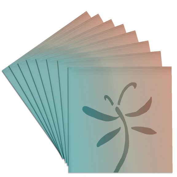 3drose, Abstract Teal Dragonfly, Set of 8 Ceramic Tile Coasters