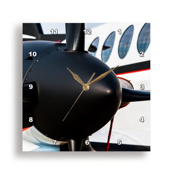 3drose, Abstracts of Aviation - Black Spinner of a Modern Turboprop Aircraft, 10x10 Wall Clock