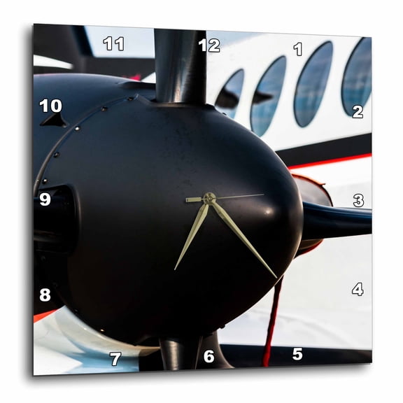 3drose, Abstracts of Aviation - Black Spinner of a Modern Turboprop Aircraft, 10x10 Wall Clock