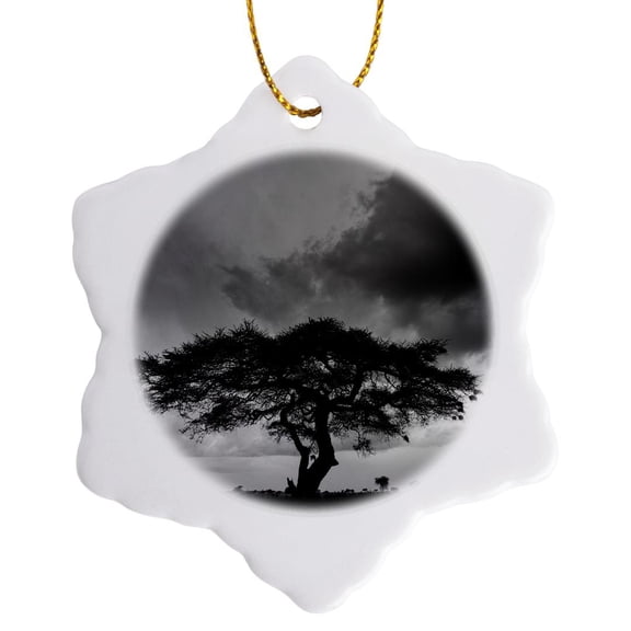 3drose, Acacia Tree, Serengeti Np, Tanzania., 3 inch Snowflake Porcelain Ornament