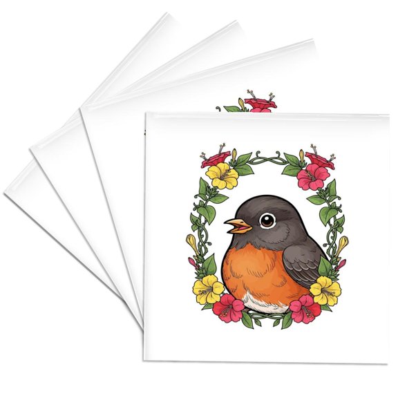 3drose, Adorable Connecticut Bird with Mirabilis, Set of 4 Ceramic Tile Coasters