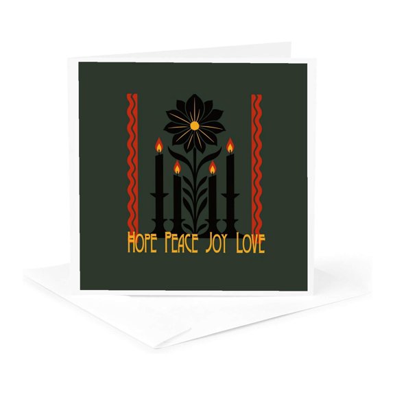 3drose, Advent Hope, Peace, Joy, and Love Stylized Design, 1 Greeting Card with Envelope