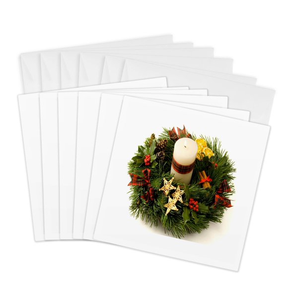 3drose, Advent Wreath, 6 Greeting Cards with Envelopes