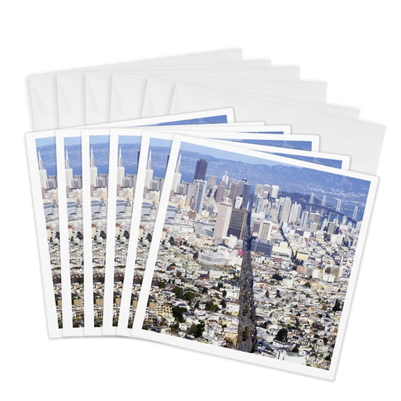 3drose, Aerial View of Nyc, 6 Greeting Cards with Envelopes