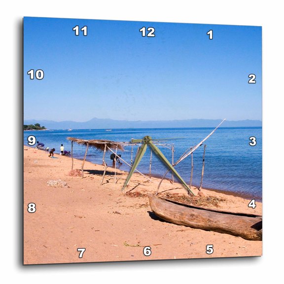 3drose, Africa. Malawi. Cape Maclear. Lake Malawi, Beach Scene-af25 Rsw0088 - Roy Schwarz, 10x10 Wall Clock