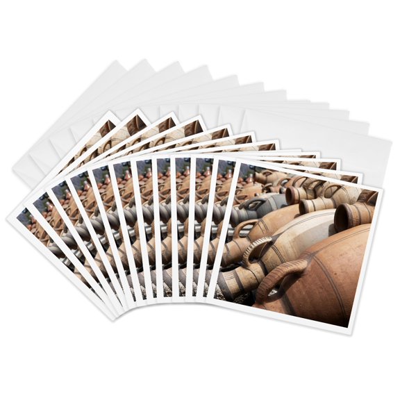 3drose, Africa, Morocco. Closeup of Earthenware Pottery., 12 Greeting Cards with Envelopes