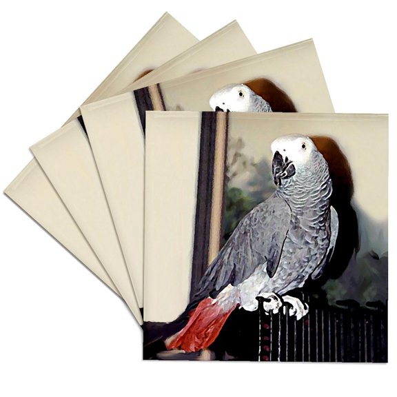3drose, African Grey Parrot, Set of 4 Ceramic Tile Coasters