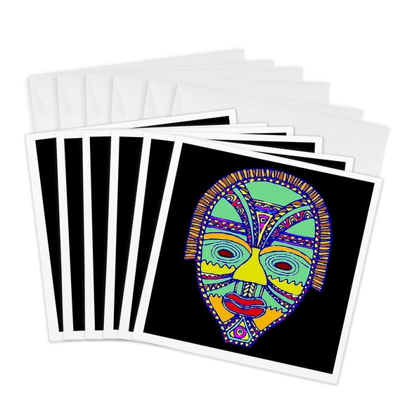 3drose, African Mask, 6 Greeting Cards with Envelopes