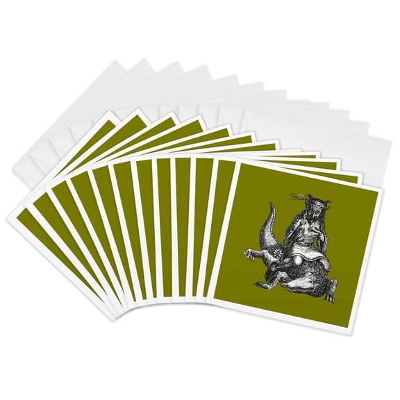 3drose, Agaress the Old Duke Riding Upon a Crocodile Vector Illustration, 12 Greeting Cards with Envelopes