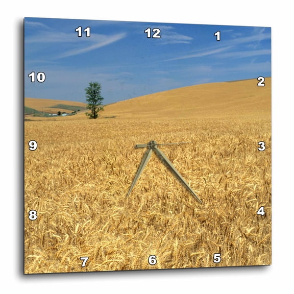 3drose, Agriculture, Golden Wheat Near Pendleton, Oregon - Us38 Dfr0102 - David R. Frazier, 15x15 Wall Clock