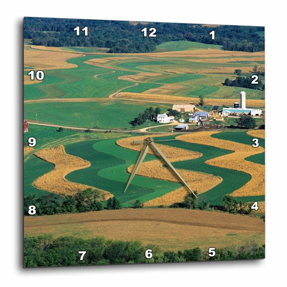 3drose, Agriculture, Strip Farming Corn, Alfalfa Hay, Wi - Us50 Dfr0023 - David R. Frazier, 10x10 Wall Clock