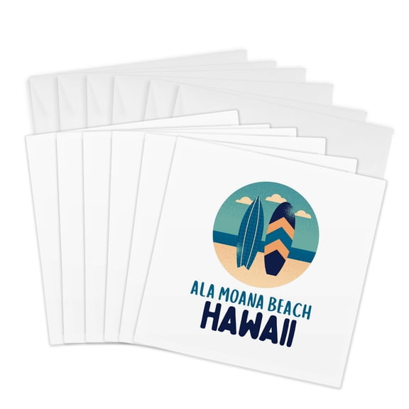 3drose, Ala Moana Beach Hawaii Travel Prints Remembrance Gift, 6 Greeting Cards with Envelopes