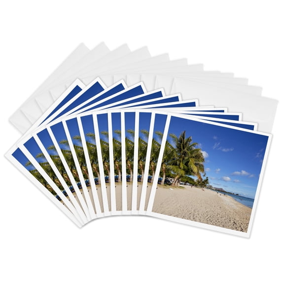 3drose, Ala Moana Beach Park, Waikiki, Honolulu, Hawaii - Us12 Dpb2384 - Douglas Peebles, 12 Greeting Cards with Envelopes