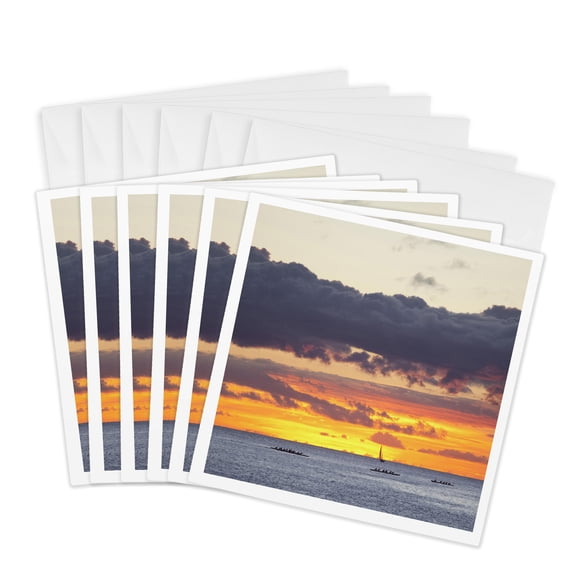 3drose, Ala Moana Beach Park, Waikiki, Honolulu, Hawaii - Us12 Dpb2390 - Douglas Peebles, 6 Greeting Cards with Envelopes