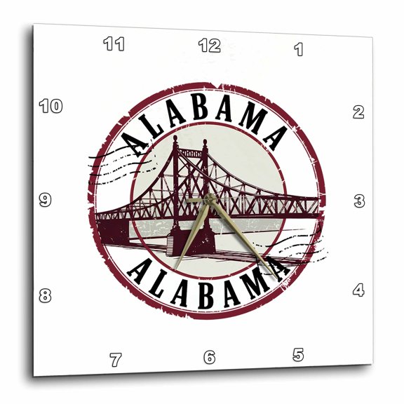 3drose, Alabama State. United States of America. Faux Postmark. Nice Art Gift, 15x15 Wall Clock