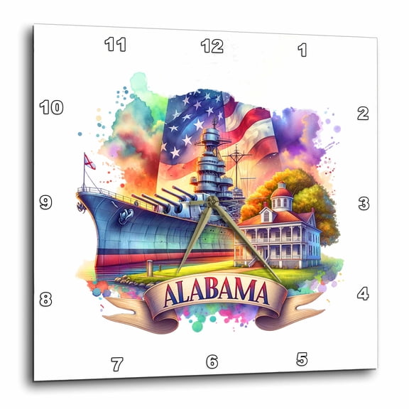 3drose, Alabama State. Usa. Landmarks and Colorful Landscapes. Attractive Art, 15x15 Wall Clock