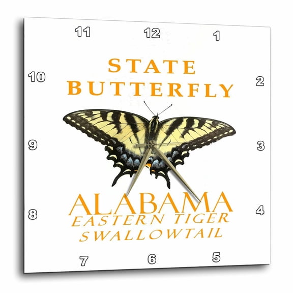 3drose, Alabama Territory Butterfly the Eastern Tiger Swallowtail, 13x13 Wall Clock