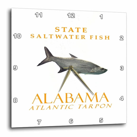 3drose, Alabama Territory Saltwater Fish Atlantic Tarpon, 13x13 Wall Clock
