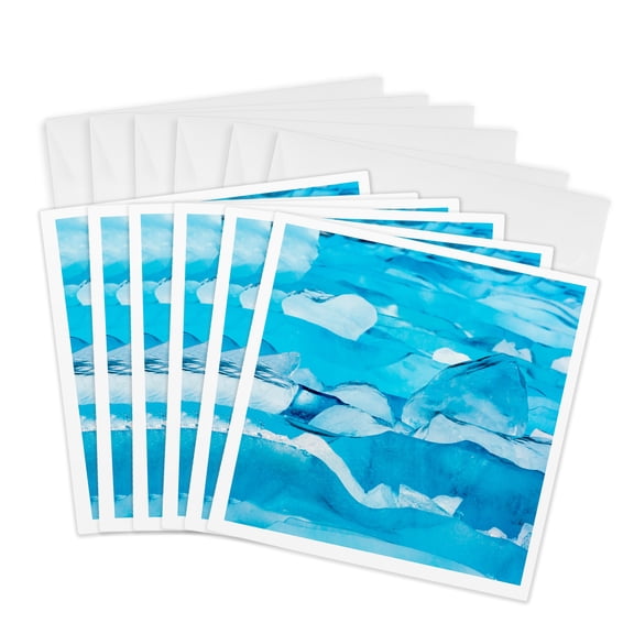 3drose, Alaska, Glacier Bay National Park. Close up of Blue Ice., 6 Greeting Cards with Envelopes