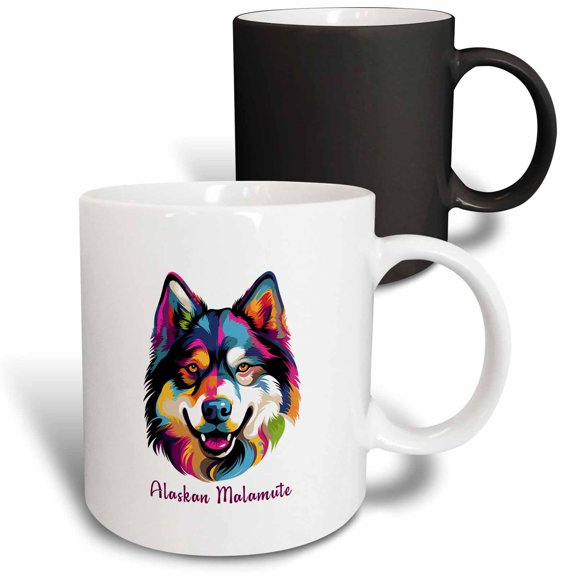 3drose, Alaskan Malamute Dog Breed. Colorful Painting Art. Cool Gift, 11oz Magic Transforming Mug