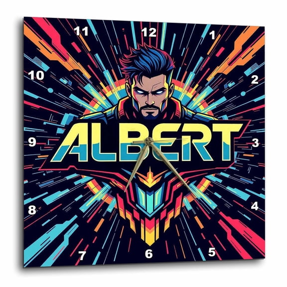 3drose, Albert Man Name, Futuristic Elegant Art. Attractive Personal Gift, 13x13 Wall Clock