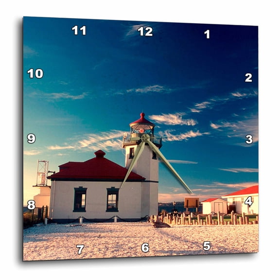 3drose, Alki Point Lighthouse in Seattle, Washington - Us48 Rdu0001 - Richard Duval, 10x10 Wall Clock