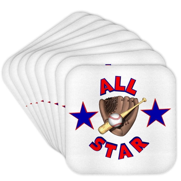 3drose, All Star Baseball Player Graphic Sports Design, Set of 8 Coasters - Soft