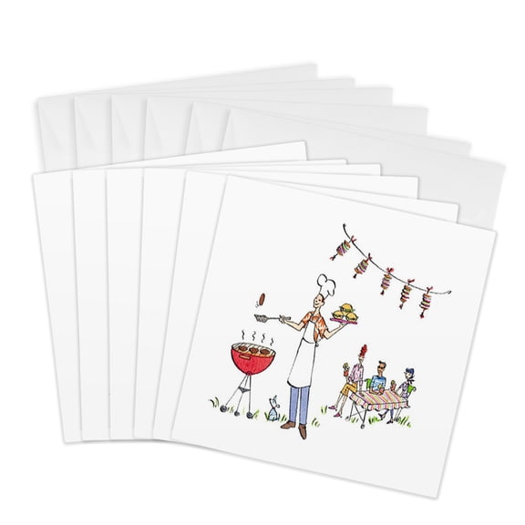 3drose, Almost Barbecue Time, 6 Greeting Cards with Envelopes