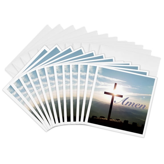 3drose, Amen on a Photo of a Sunrise at Pretty Place Chapel in South Carolina., 12 Greeting Cards with Envelopes