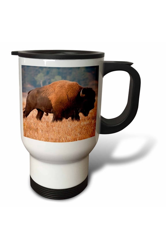 , American Bison Herd in Teton Np, Wyoming, Usa, 14oz Stainless Steel Travel Mug