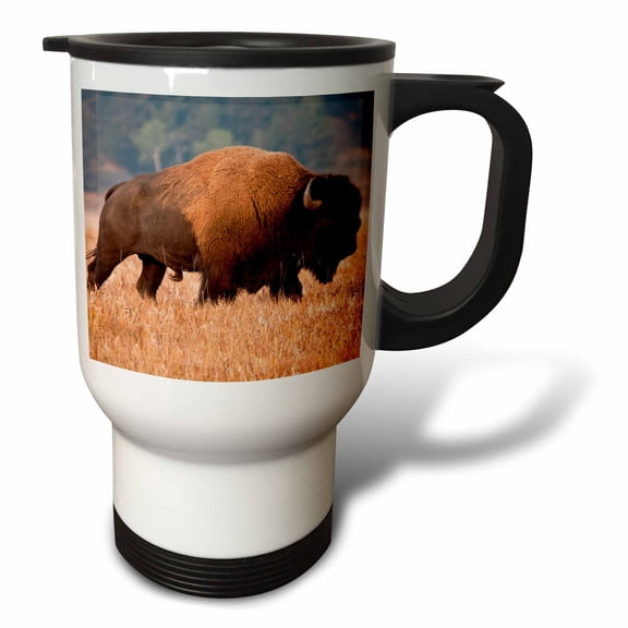 3drose, American Bison Herd in Teton Np, Wyoming, Usa, 14oz Stainless Steel Travel Mug