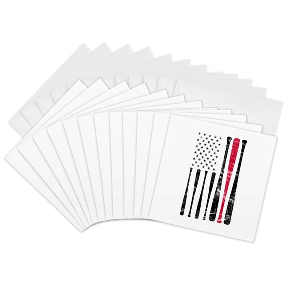 3drose, American Flag Baseball Bats Usa Patriot, 12 Greeting Cards with Envelopes