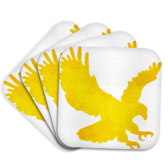 3drose, American Golden Bald Eagle Silhouette Emblem, Set of 4 Coasters - Soft