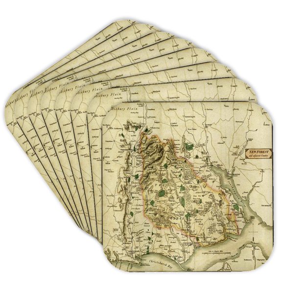 3drose, Ancient Fantasy Map, Set of 8 Coasters - Cork