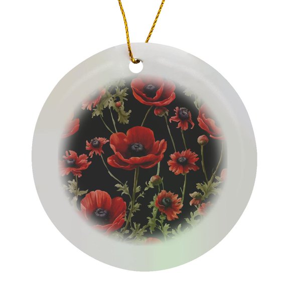 3drose, Anemone Floral Pattern Vector Cut Out, Circle Porcelain Ornament