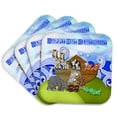 thumbnail image 1 of 3drose, Animals on Ark, Happy 1st Birthday, Block Font, Set of 4 Coasters - Soft, 1 of 7