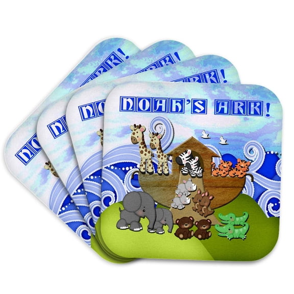 3drose, Animals on Ark, Noahs Ark, Set of 4 Coasters - Soft