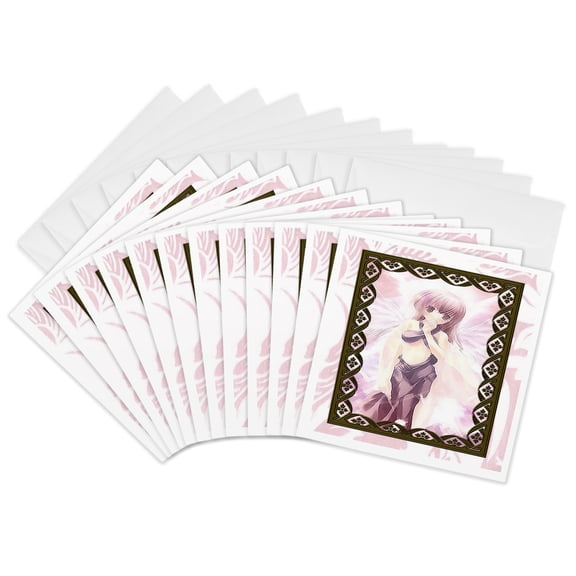 3drose, Anime Angel, 12 Greeting Cards with Envelopes