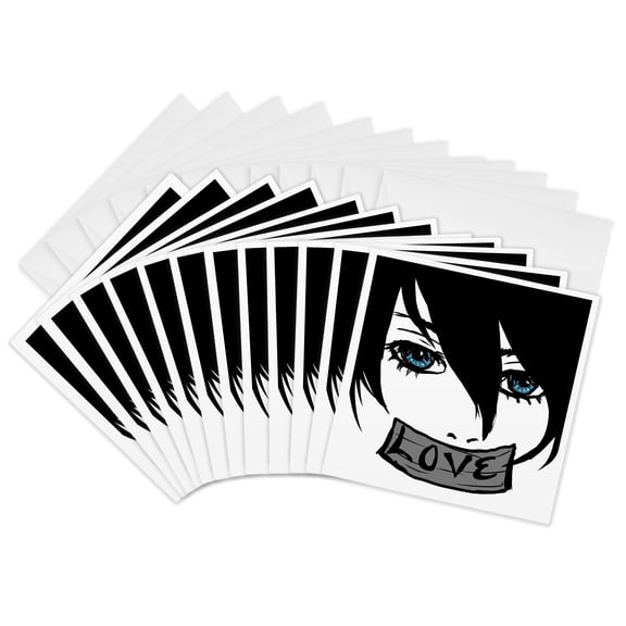 3drose, Anime Face with Love, 12 Greeting Cards with Envelopes