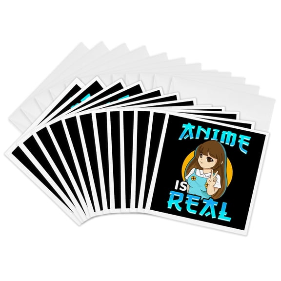 3drose, Anime Is Real Manga Otaku Kawaii Comic, 12 Greeting Cards with Envelopes