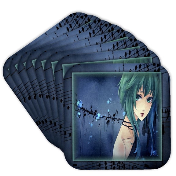 3drose, Anime and Notes, Set of 8 Coasters - Soft
