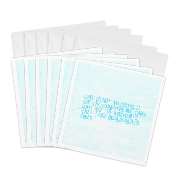 3drose, Aqua Inspirational Life Quote Motivational Words, 6 Greeting Cards with Envelopes