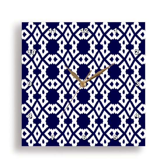 3drose, Arabesque Islamic Art Geometric Pattern Blue, 15x15 Wall Clock