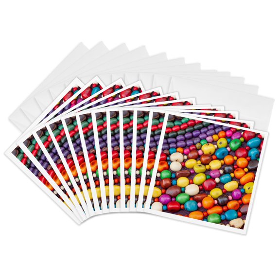 3drose, Argentina, Buenos Aires. Colorful Beads., 12 Greeting Cards with Envelopes