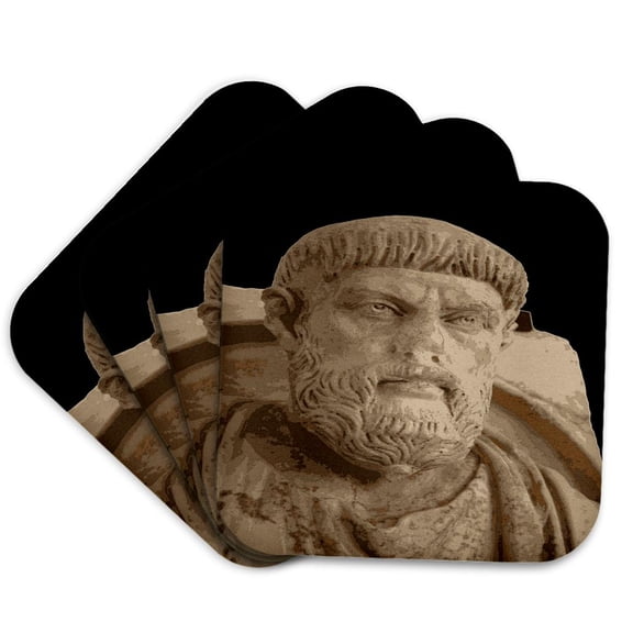 3drose, Aristotle Greek Philosopher Statue, Set of 4 Coasters - Cork