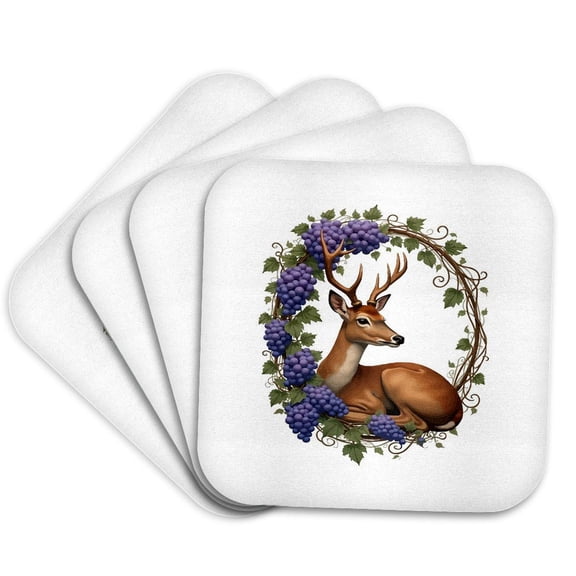 3drose, Arkansan State Deer and Grape Vine Vector Design, Set of 4 Coasters - Cork