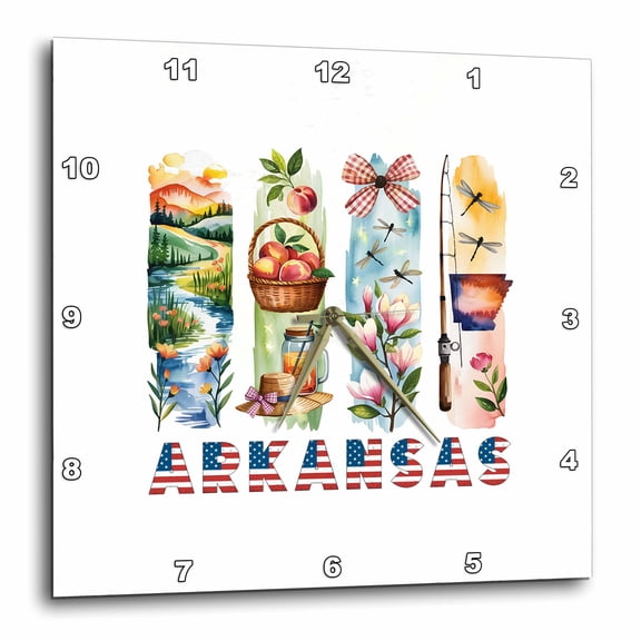 3drose, Arkansas State. Usa. Four Brushstrokes. Particular Aspects. Art Gift, 10x10 Wall Clock