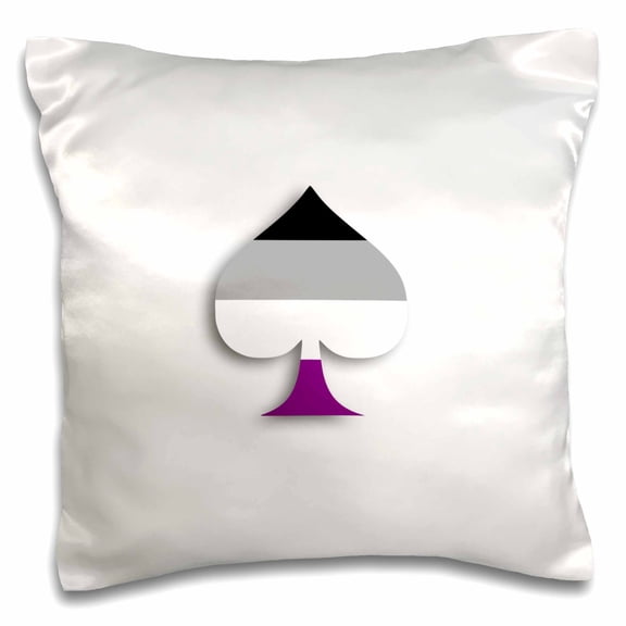 3drose, Aromantic Asexual Spade in Asexuality Pride Flag Colors Aro Ace Pride, 16x16 inch Pillow Case