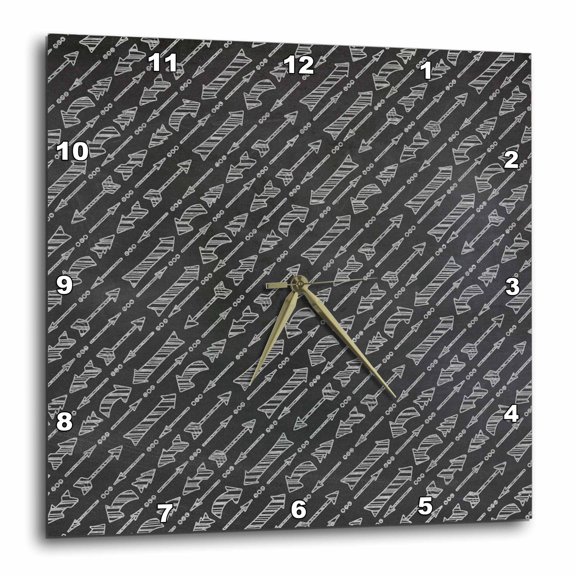 3drose, Arrows Pattern on a Chalkboard Background, 10x10 Wall Clock
